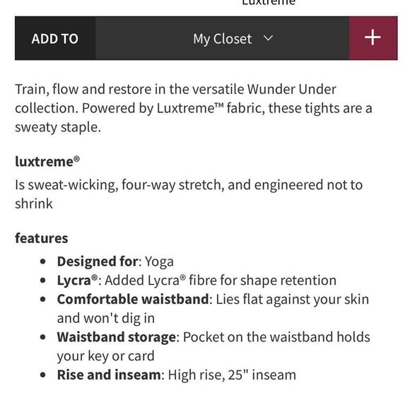 Lululemon Wunder Under High-Rise Tight 25" *Full-On Luxtreme
Black - Picture 3 of 10